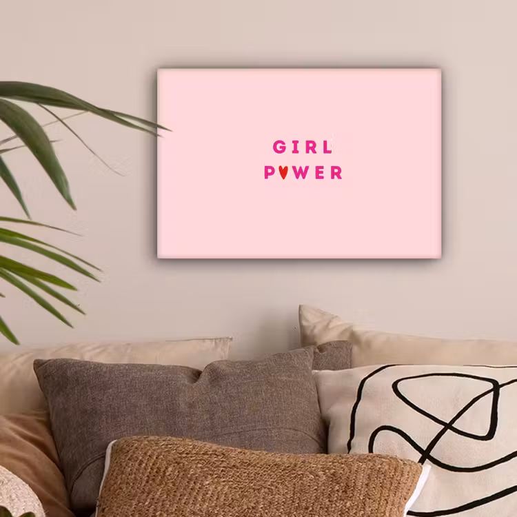 Girl power - Roze - Hartje canvas 2cm klein -z3d