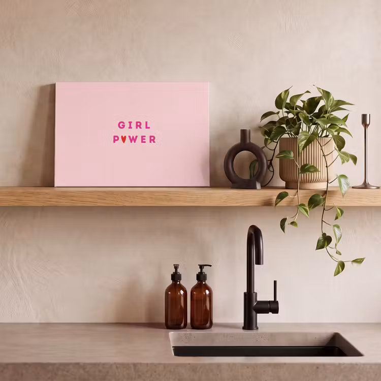 Girl power - Roze - Hartje canvas 2cm klein -sfeer3