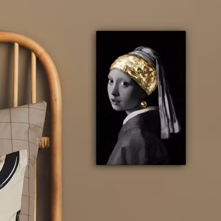 Meisje met de parel - Johannes Vermeer - Goud canvas 2cm klein -sfeer3