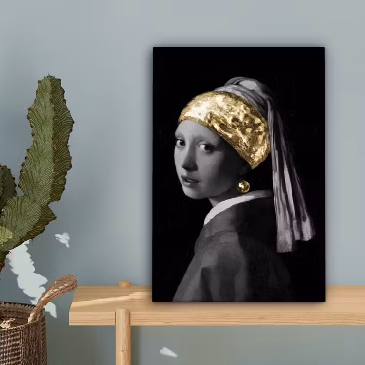 Meisje met de parel - Johannes Vermeer - Goud canvas 2cm klein -sfeer4