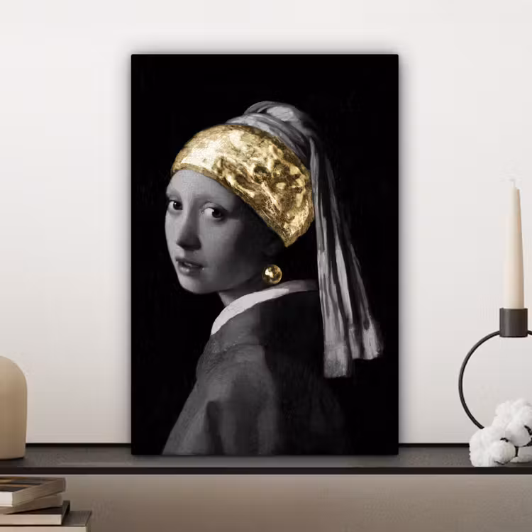 Meisje met de parel - Johannes Vermeer - Goud canvas 2cm klein -sfeer6