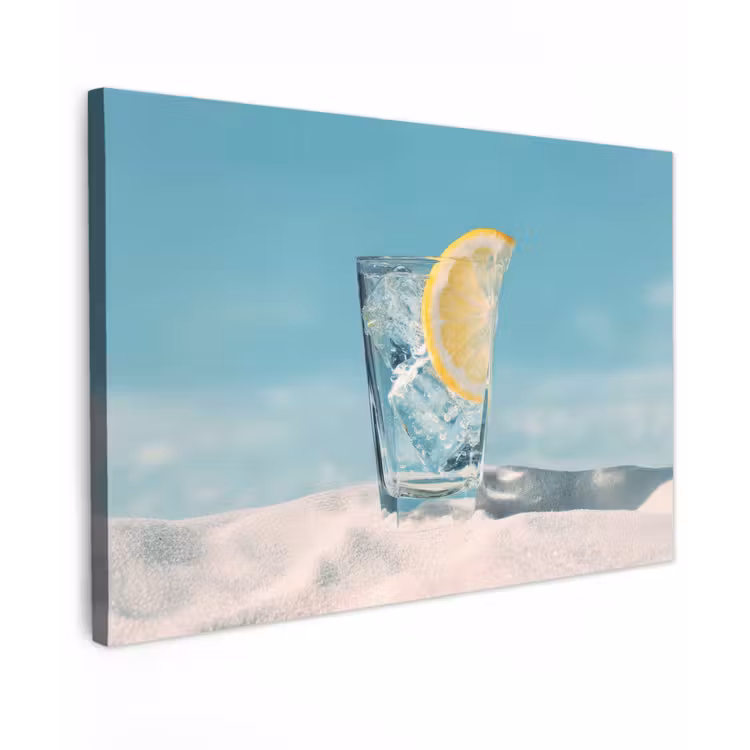 Glas - ijsblokjes - Citroen canvas 2cm klein -z3d