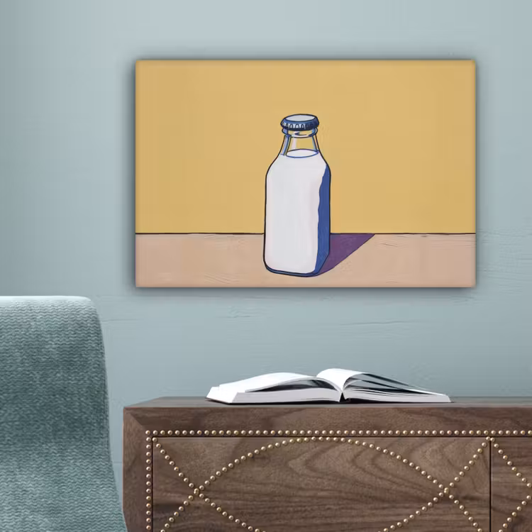 Glazen - Fles - Illustratie - Melk canvas 2cm klein -sfeer4