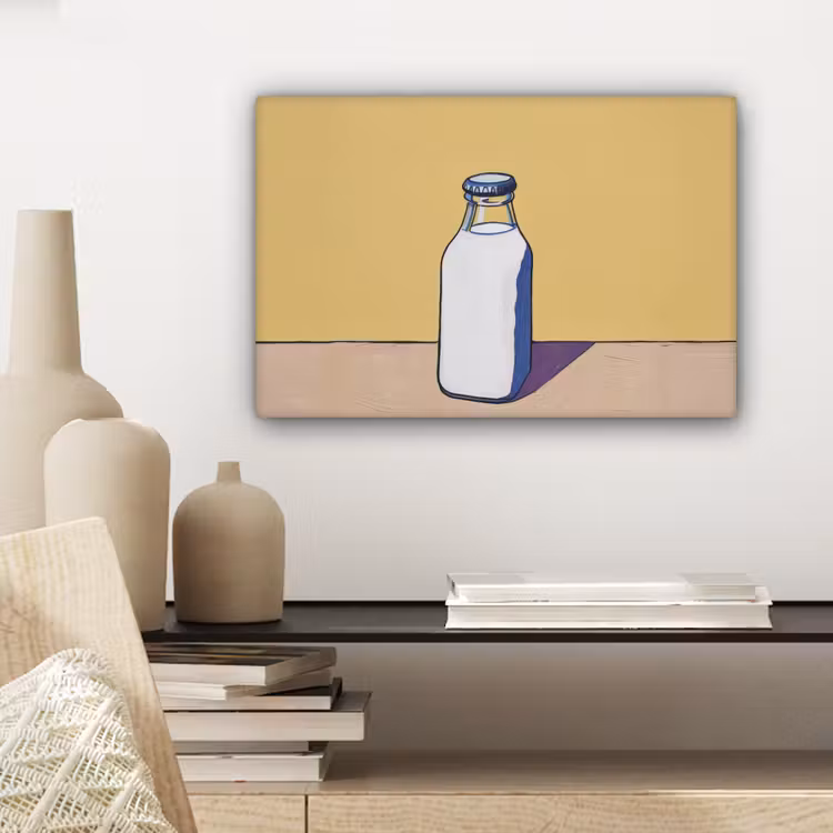 Glazen - Fles - Illustratie - Melk canvas 2cm klein -sfeer6