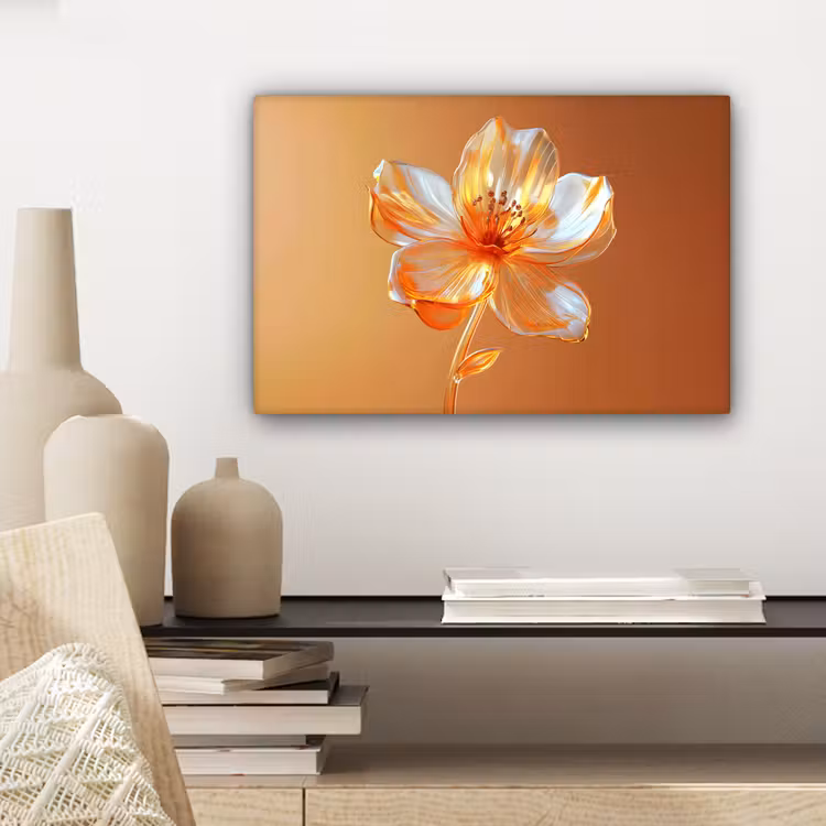 Glazen - Bloem - Oranje canvas 2cm klein -sfeer6