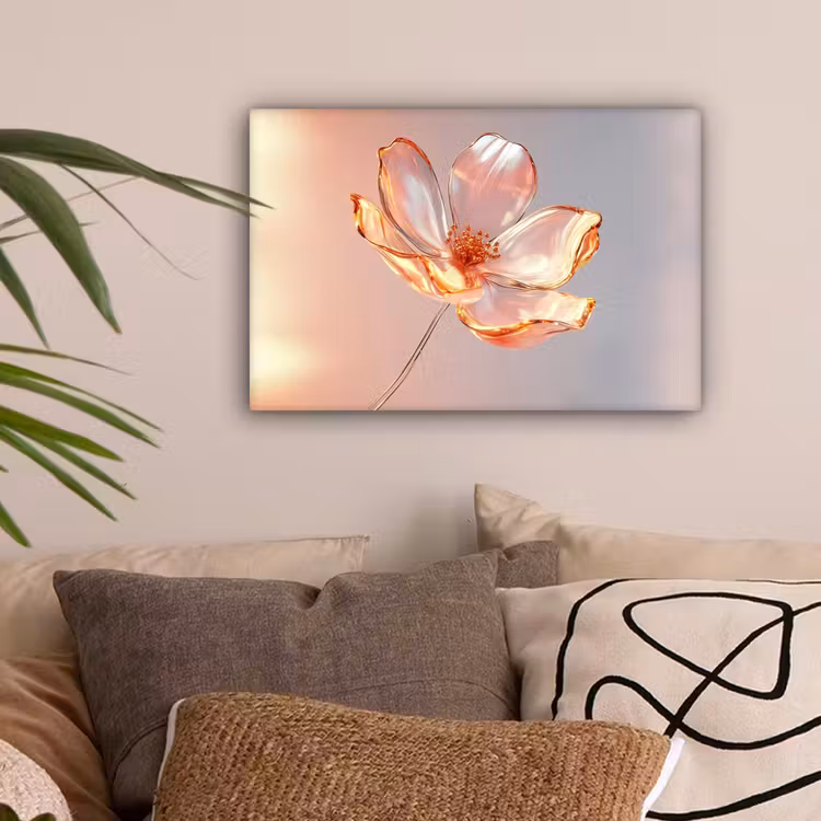 Glazen - Bloem - Roze canvas 2cm klein -sfeer1