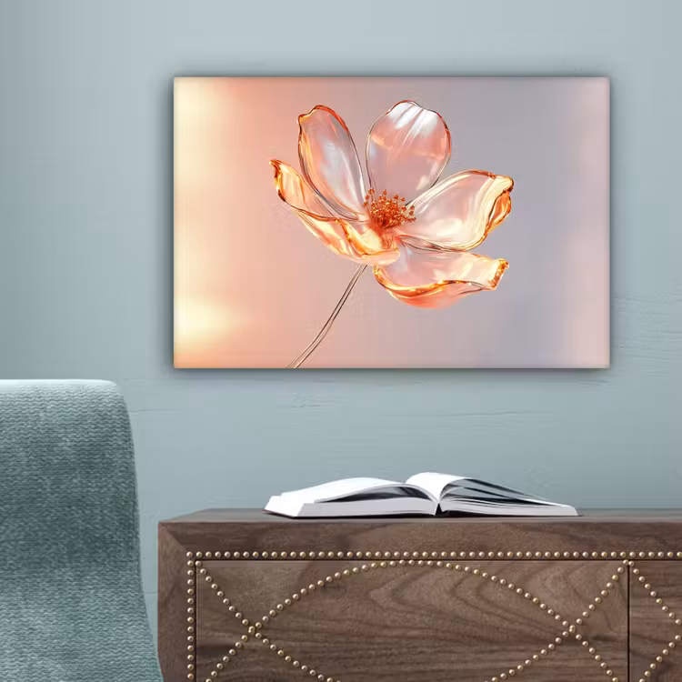 Glazen - Bloem - Roze canvas 2cm klein -sfeer4