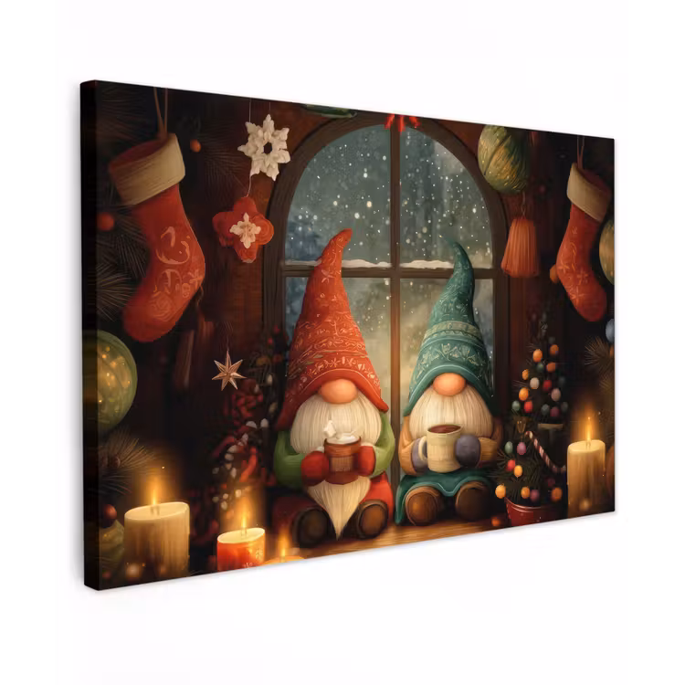 Gnooms - Kerst - Raam - Kleurrijk canvas 2cm klein -z3d