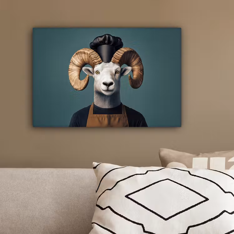 Geit - Hoorns - Kokskleding canvas 2cm klein -sfeer3
