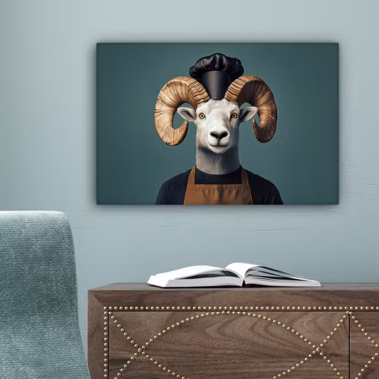 Geit - Hoorns - Kokskleding canvas 2cm klein -sfeer4