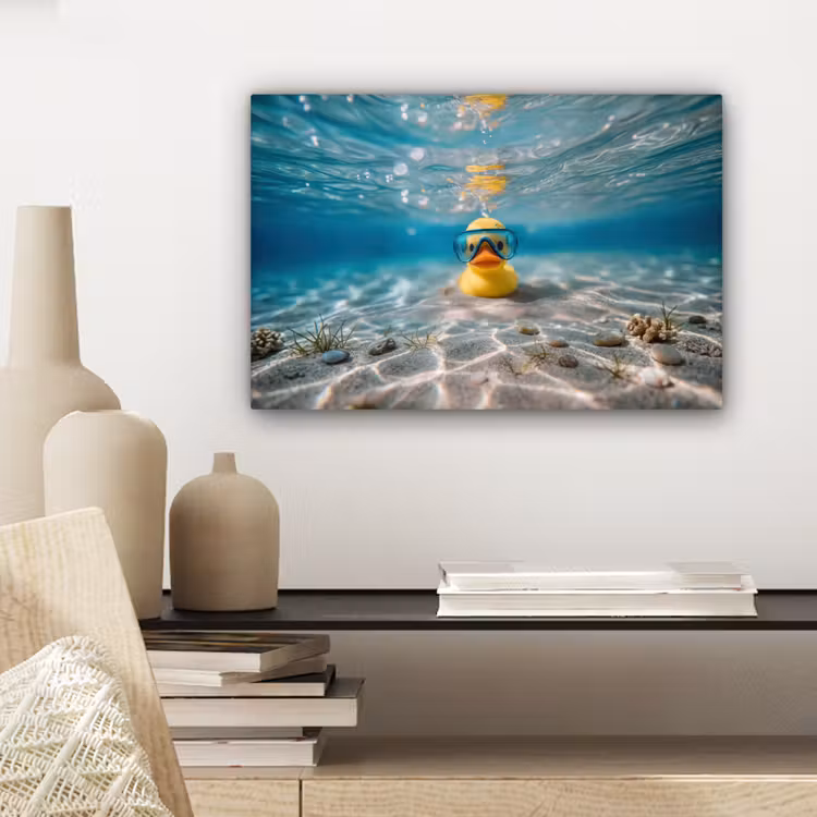 Duikbril - Eend - Water canvas 2cm klein -sfeer6