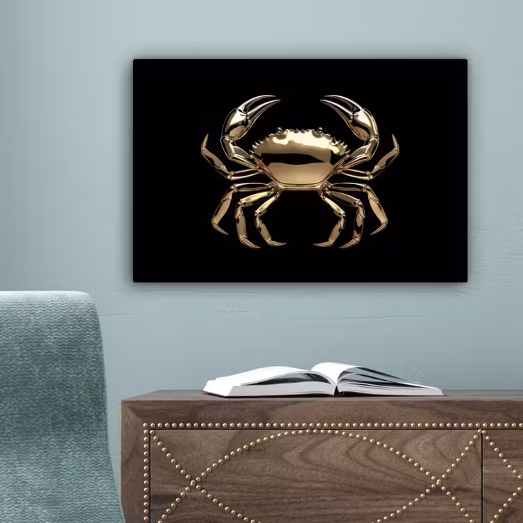 Goud - Krab - Dieren - Zwart canvas 2cm klein -sfeer4
