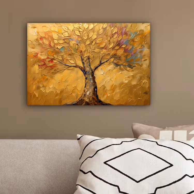 Goud - Boom - Abstract - Modern canvas 2cm klein -sfeer3