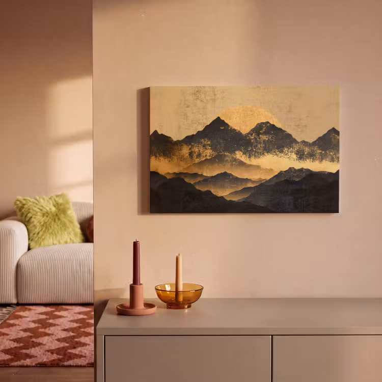 Gouden Bergen bij Maanlicht canvas 2cm klein -sfeer1