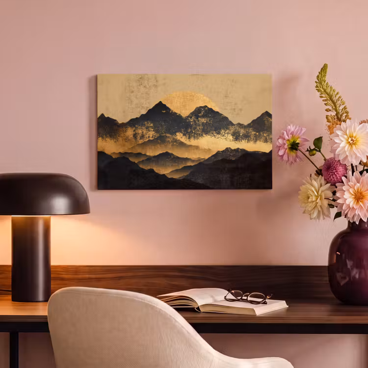 Gouden Bergen bij Maanlicht canvas 2cm klein -sfeer4
