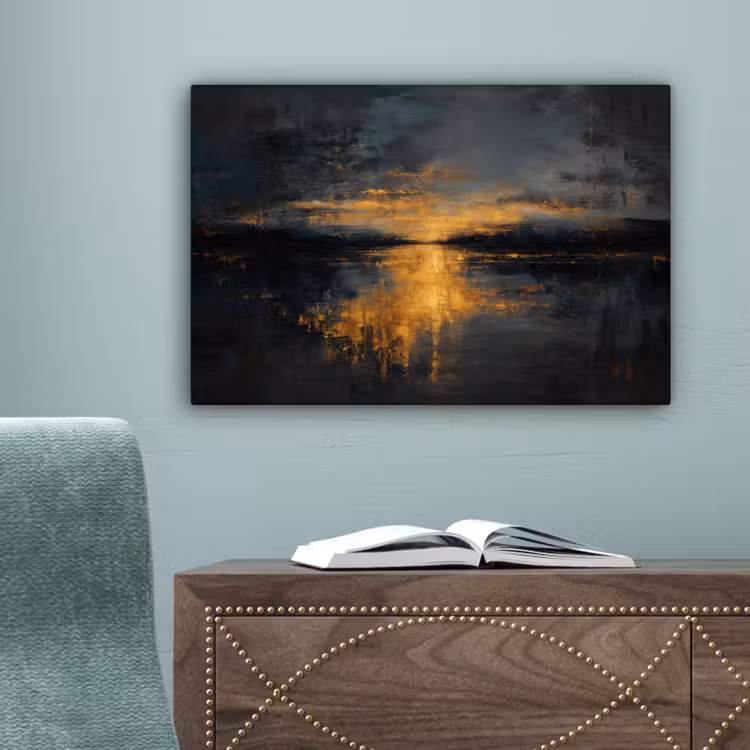 Gouden Reflectie op Water canvas 2cm klein -sfeer4