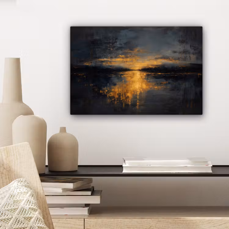 Gouden Reflectie op Water canvas 2cm klein -sfeer6