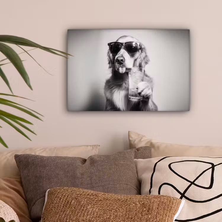 Golden retriever - Hond - Zonnebril - Gkas canvas 2cm klein -sfeer1
