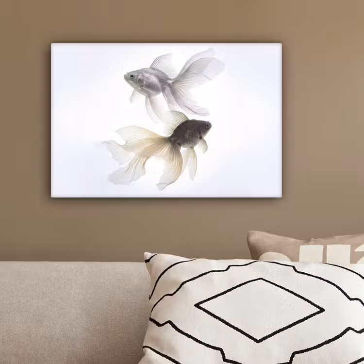 Goudvissen - Modern - Wit canvas 2cm klein -sfeer3