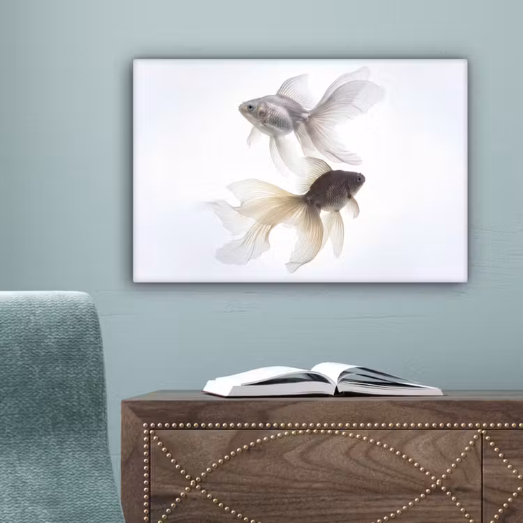 Goudvissen - Modern - Wit canvas 2cm klein -sfeer4