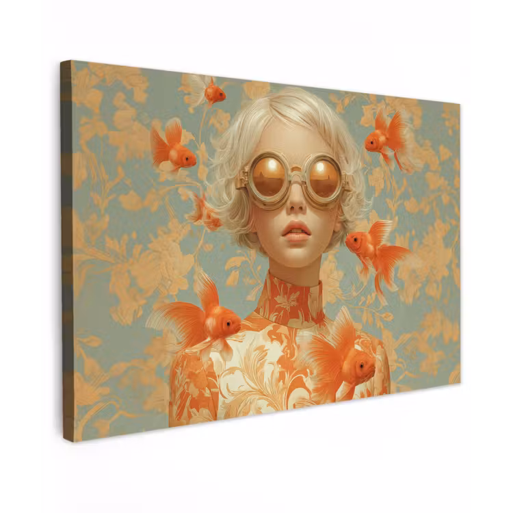 Goudvissen - Oranje - Vrouw - Blond canvas 2cm klein -z3d