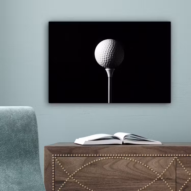 Golfbal - Minimalistisch - Wit canvas 2cm klein -sfeer4
