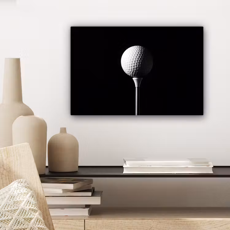 Golfbal - Minimalistisch - Wit canvas 2cm klein -sfeer6