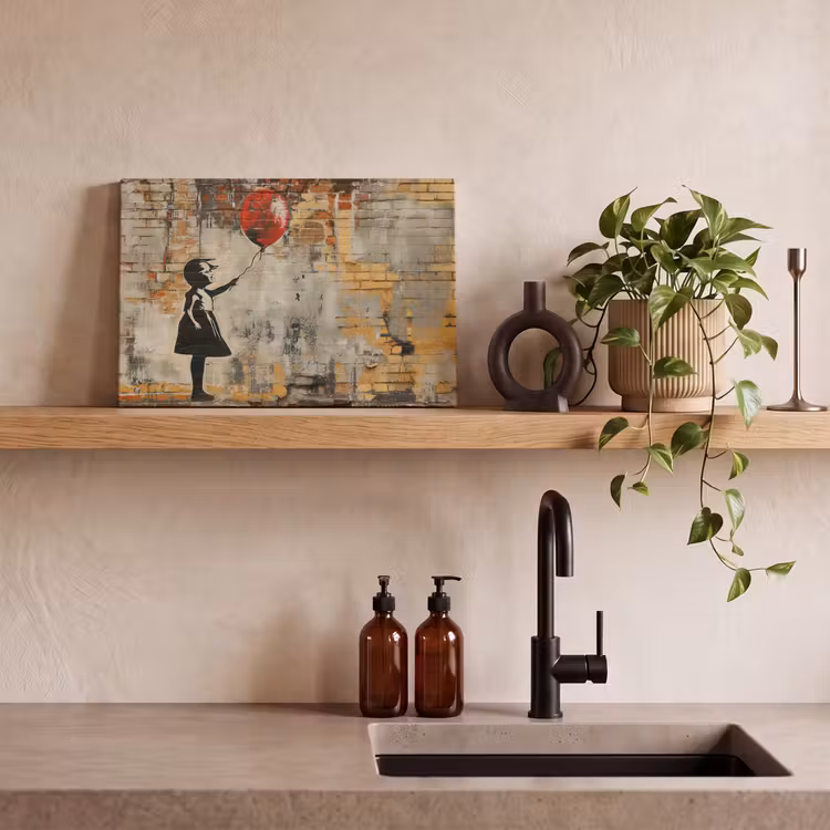 Graffiti - Banksy - Meisje - Street art canvas 2cm klein -sfeer3