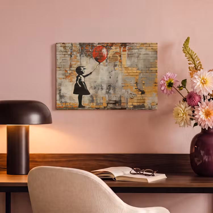 Graffiti - Banksy - Meisje - Street art canvas 2cm klein -sfeer4