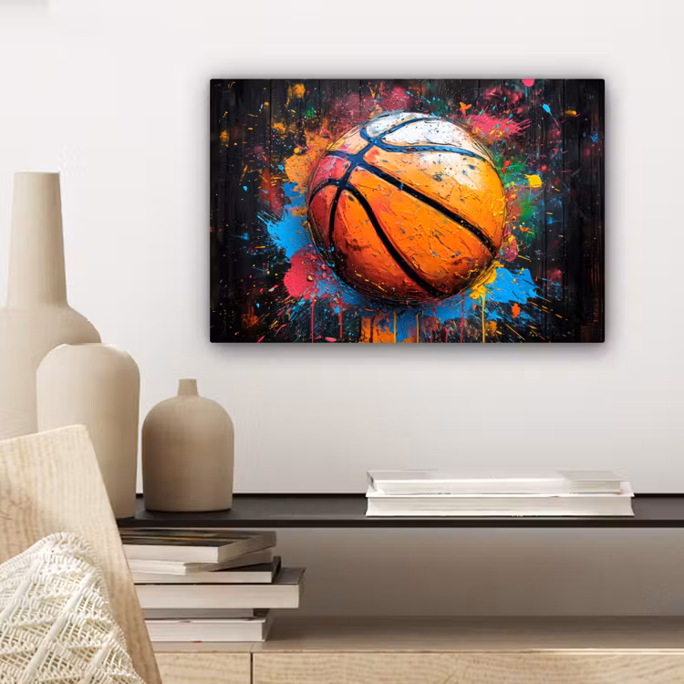 Graffiti - Basketbal - Verf - Sport canvas 2cm klein -sfeer6