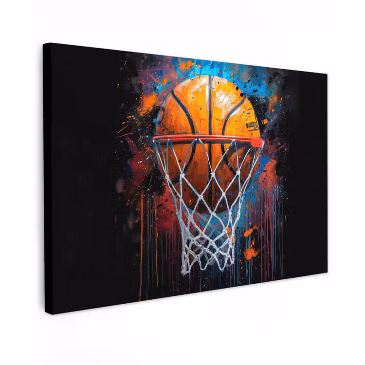 Graffiti - Basketbal - Sport - Zwart - Street art canvas 2cm klein -z3d