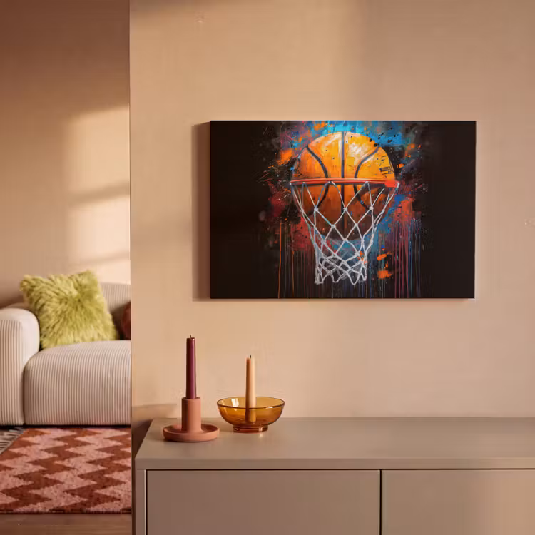 Graffiti - Basketbal - Sport - Zwart - Street art canvas 2cm klein -sfeer1