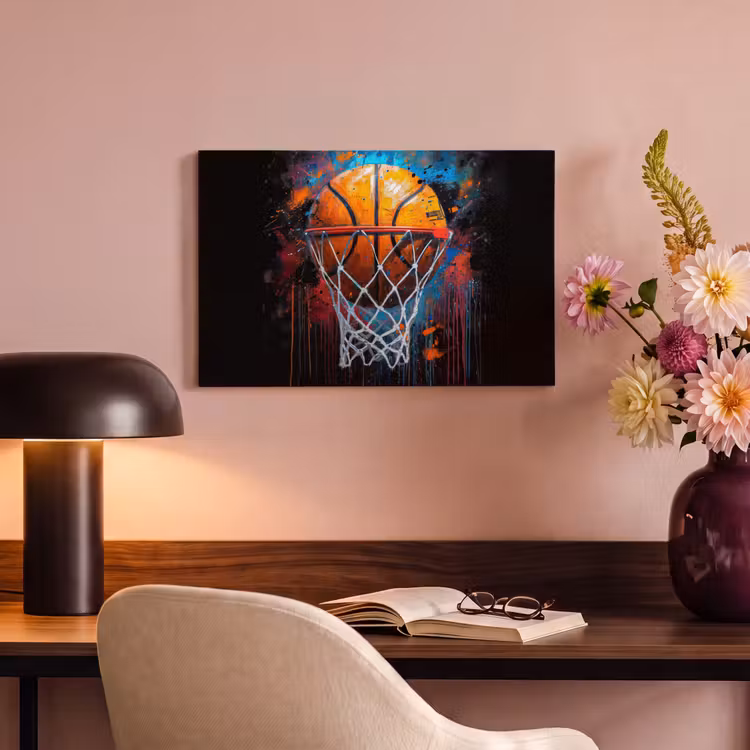 Graffiti - Basketbal - Sport - Zwart - Street art canvas 2cm klein -sfeer4
