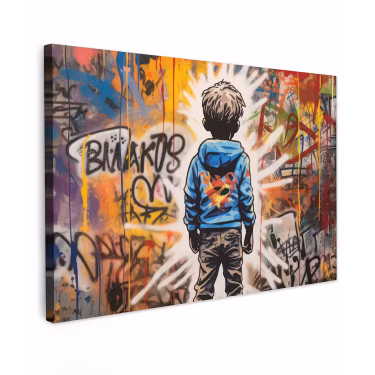Graffiti - Jongen - Kleuren - Kunst - Street Art canvas 2cm klein -z3d