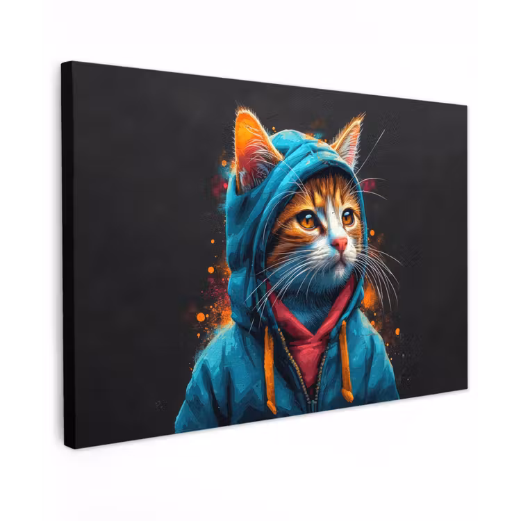 Graffiti - Kat - Zwart - Jas canvas 2cm klein -z3d