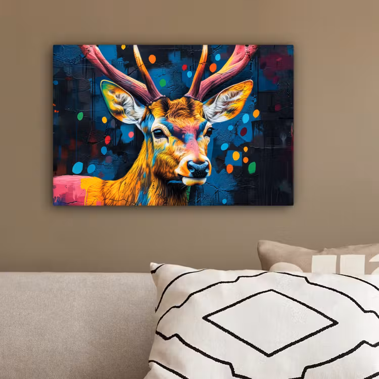 Graffiti - Hert - Dier - Kleurrijk canvas 2cm klein -sfeer3
