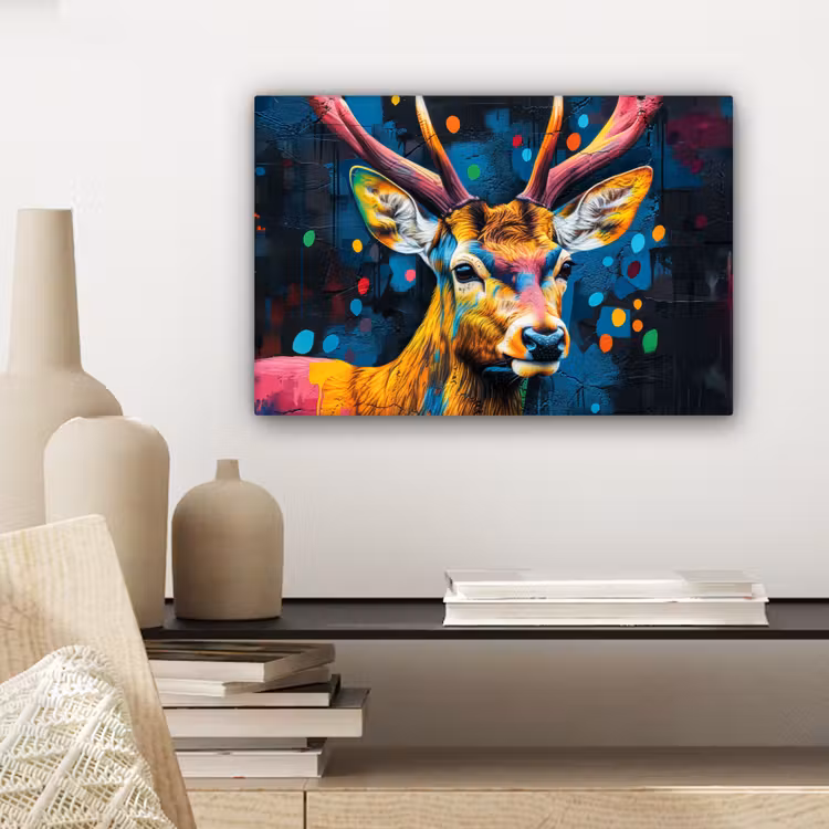 Graffiti - Hert - Dier - Kleurrijk canvas 2cm klein -sfeer6