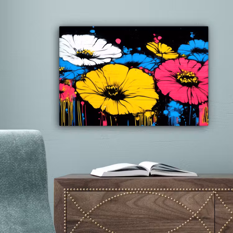 Graffiti - Bloemen - Kleur canvas 2cm klein -sfeer4