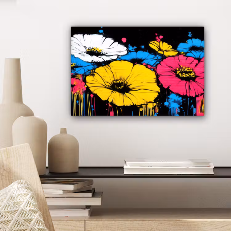 Graffiti - Bloemen - Kleur canvas 2cm klein -sfeer6