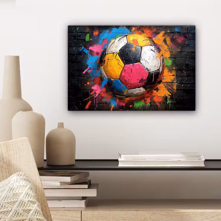 Graffiti - Voetbal - Muur - Street art - Sport canvas 2cm klein -sfeer6