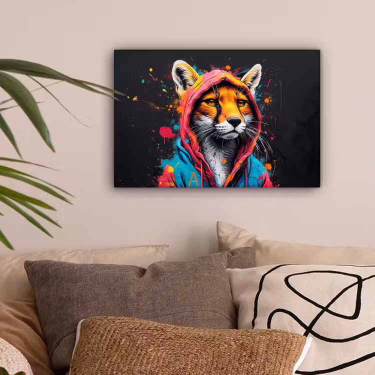Graffiti - Vos - Jas - Pop art canvas 2cm klein -sfeer1