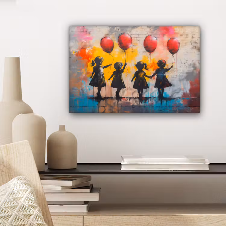 Graffiti - Kinderen - Street art - Ballon - Banksy canvas 2cm klein -sfeer6