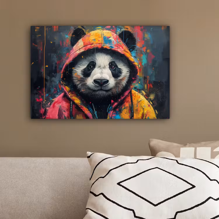Graffiti - Panda - Jas - Kleurrijk canvas 2cm klein -sfeer3