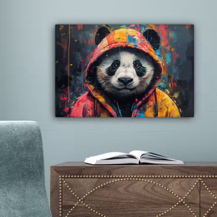 Graffiti - Panda - Jas - Kleurrijk canvas 2cm klein -sfeer4