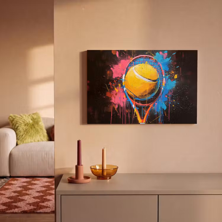 Graffiti - Tennis - Sport - Racket canvas 2cm klein -sfeer1
