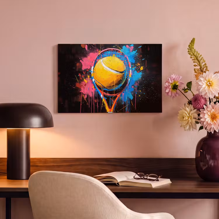 Graffiti - Tennis - Sport - Racket canvas 2cm klein -sfeer4