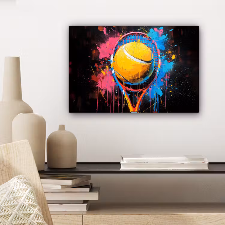 Graffiti - Tennis - Sport - Racket canvas 2cm klein -sfeer6