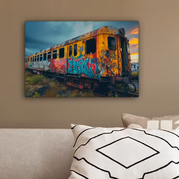 Graffiti - Trein - Street art - Verlaten canvas 2cm klein -sfeer3