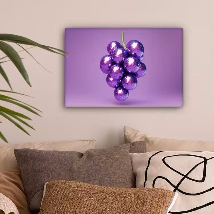 Druif - Disco - Glitter - Paars canvas 2cm klein -sfeer1