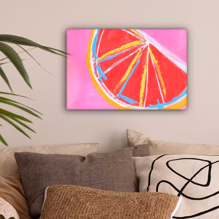 Grapefruit - Geschilderd - Roze - Strepen canvas 2cm klein -sfeer1